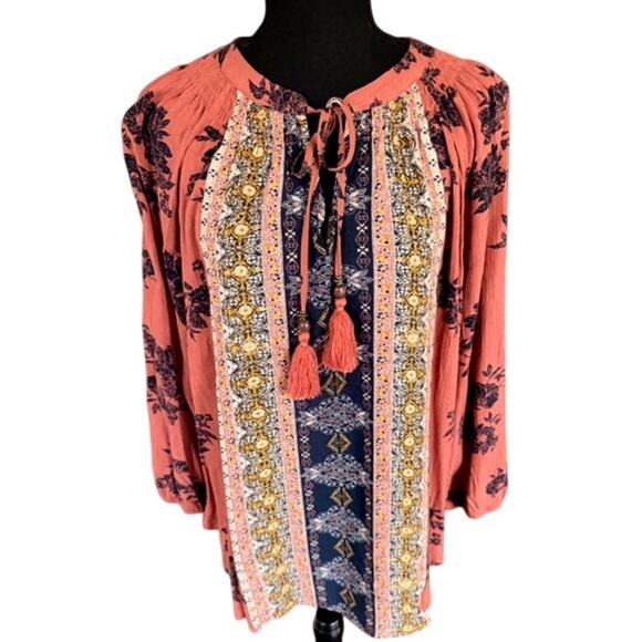 Mason & Belle Boho Floral Peasant Festival Top – Size Large - Picture 2 of 6